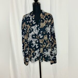 Chico's Black and White Animal Print Blouse